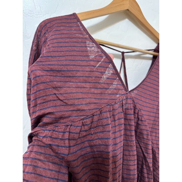 Lucky Brand Woman Babydoll Top Long Sleeve Size L Linen Boho Hippie Peasant - Picture 8 of 12